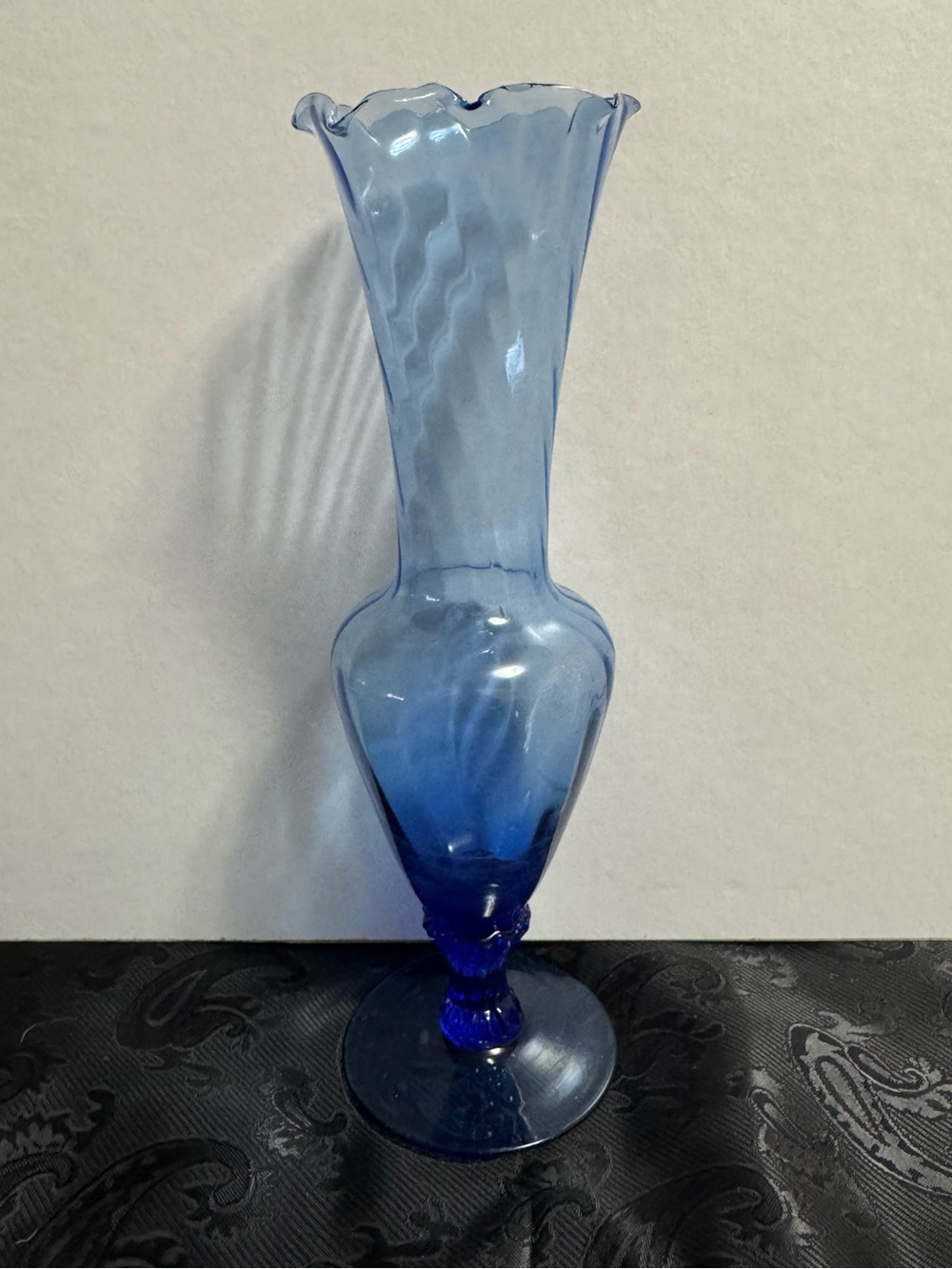 Vintage Blue Glass Bud Vase - Decorative Home Art